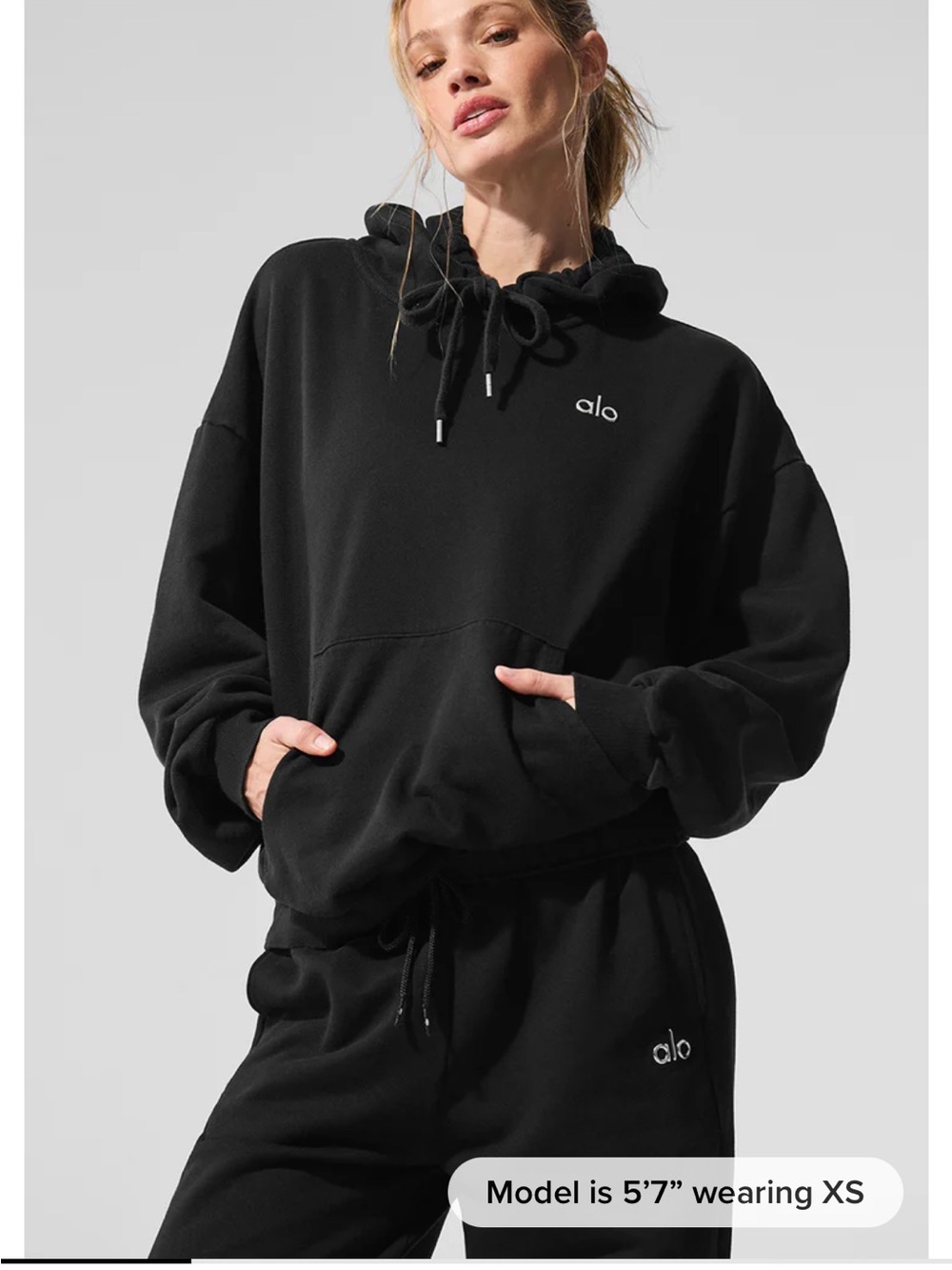 ALO Yoga Black Crewneck Hoodie Sweatshirt